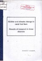 Gender and Climate change in rural viet nam Results of research in three districts